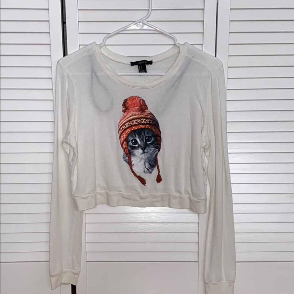 Kitten Long-Sleeved Crop Top